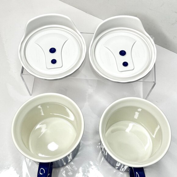 Corningware (2) Pop-ins 20 oz Soup Mug Blue Vented Plastic Cover - Picture 7 of 11